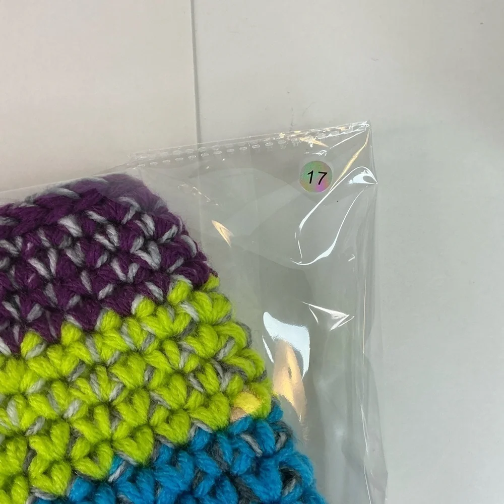 Handcrafted Multicolor Crochet Scrap Woven Tote Bag Basket Storage Handmade Knit
